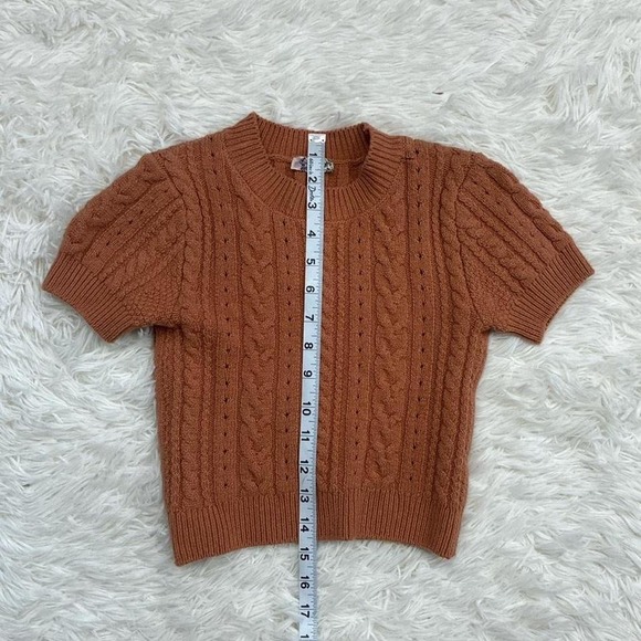 Twee Boho indie alt cute orange cable knit short sleeve sweater Size S - Picture 4 of 7